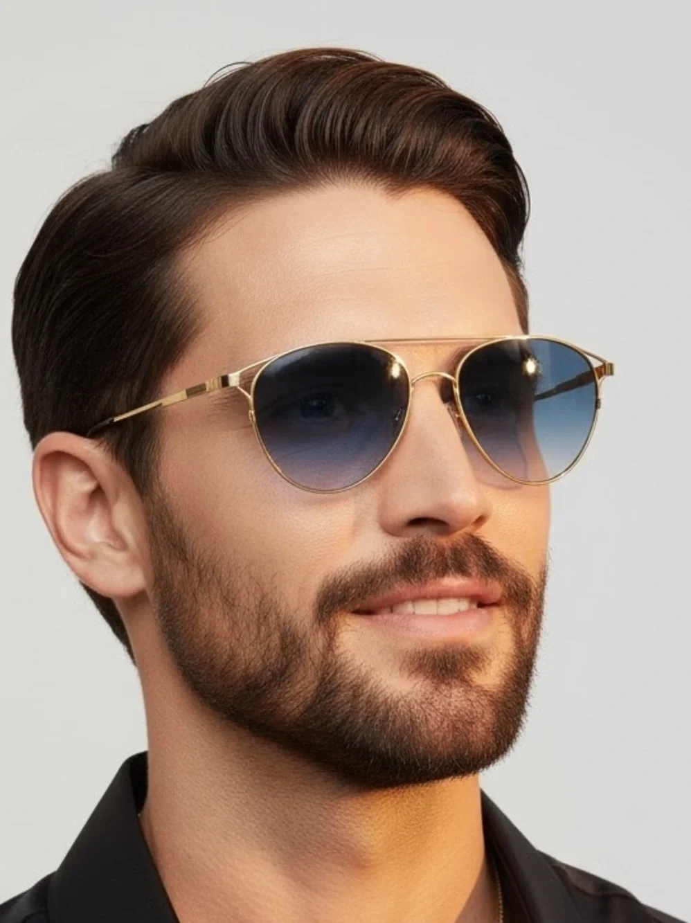 Linda Farrow Omar Gold Aviator Sunglasses LFL804 C7 Titanium NWT Full Set